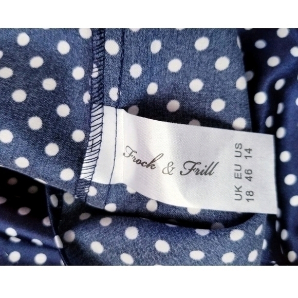 FROCK & FRILL SILKY VINTAGE 50S POLKA DOT LACE BLOUSE SZ 1X 14 - Picture 7 of 7